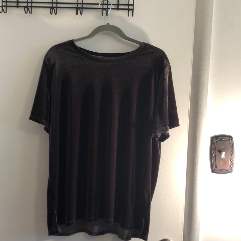 XL- Black soft velvet blouse